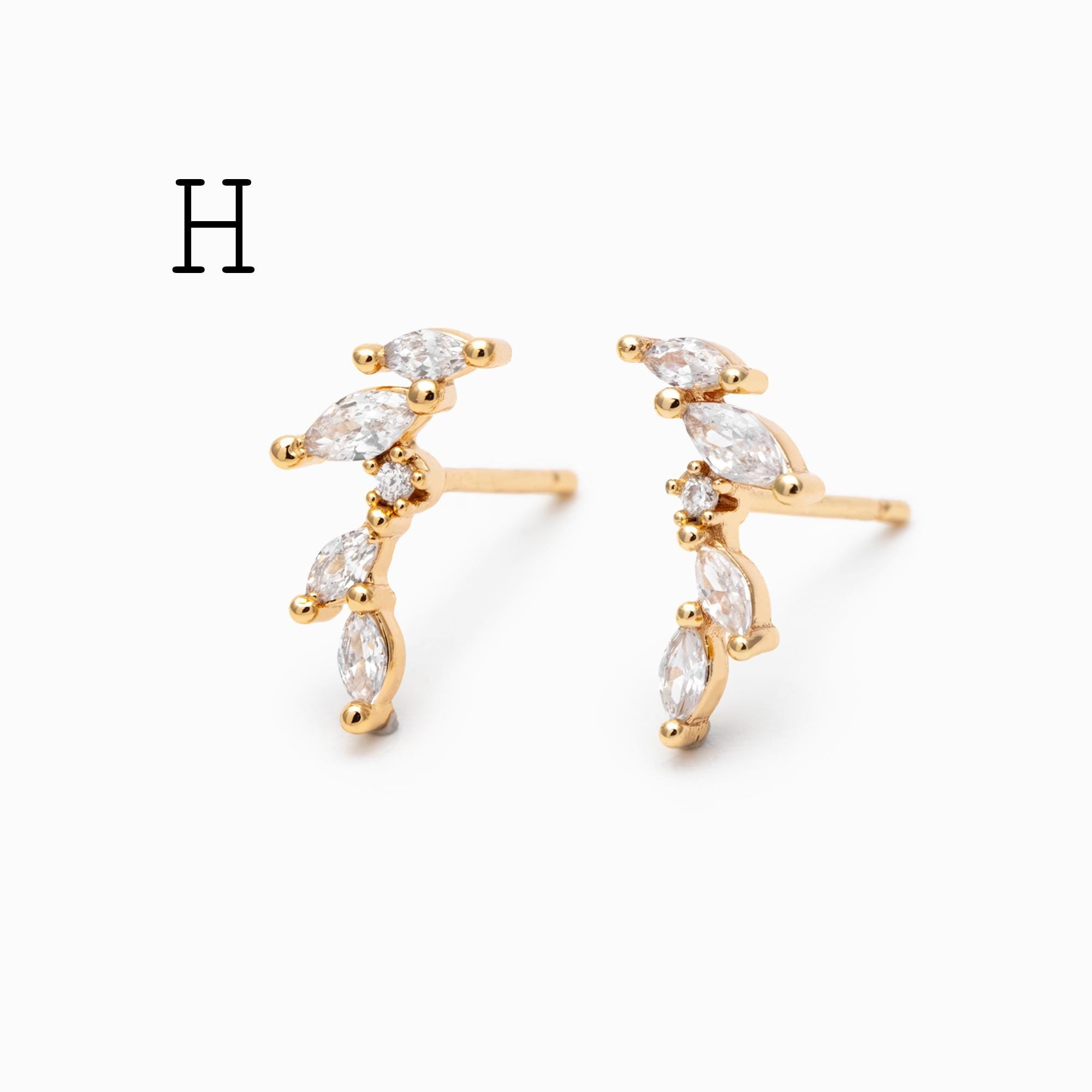 4pcs CZ Pave Dainty Earring, 18K Gold Plated Brass, Jewelry Making, Diy Material, Jewelry Supplies (GB-3369)